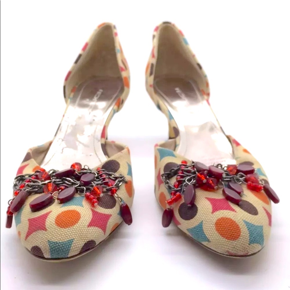 NED NEDY Colorful Geometric Design Canvas Heels